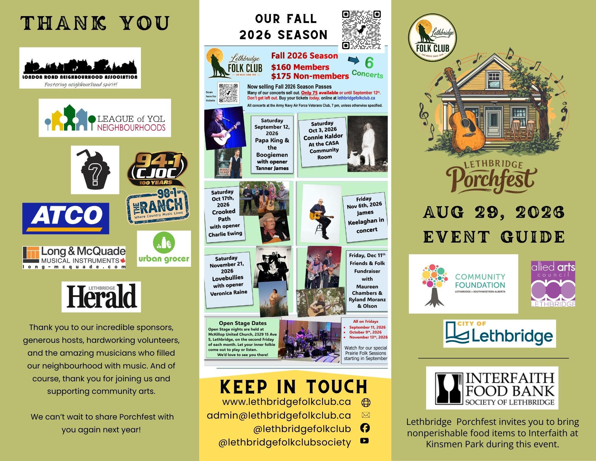 Porchfest Brochure Page 1 Click on image to enlarge